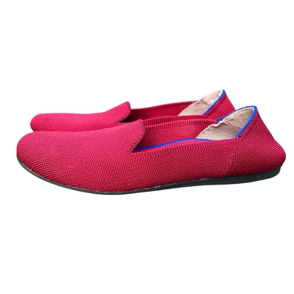 ROTHY’S The Loafer Slip On Flat Shoes Red Women’s Size 8 | Round Toe Blue Halo - Picture 3 of 11